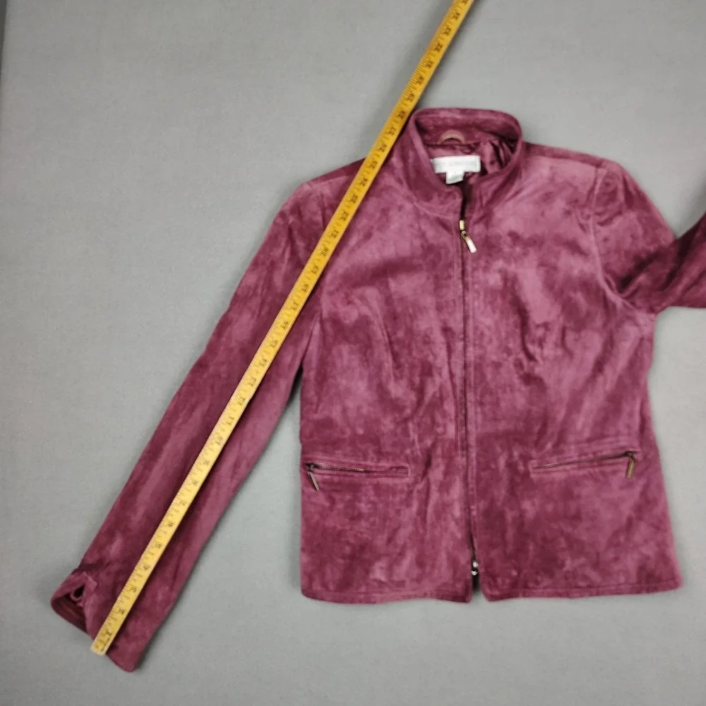 Petite Sophisticate Suede Leather Jacket Women Small‎ Merlot Full Zip Lined